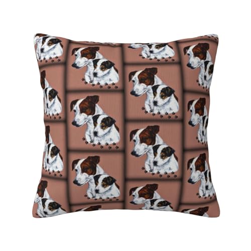 GRatka Kissenbezug, dekorativer Überwurf-Kissenbezug, weiche Kissenbezüge 45 x 45 cm für Schlafzimmersofa, Jack Russel Terrier Hund von GRatka