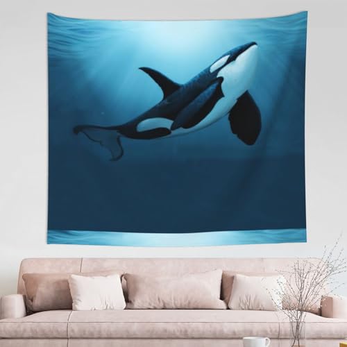 GRatka Wandteppich, The Dreamer Orca Wandteppich, langlebige Wanddekoration, Wandteppich für Wohnzimmer, Schlafzimmer, 152 x 130 cm von GRatka