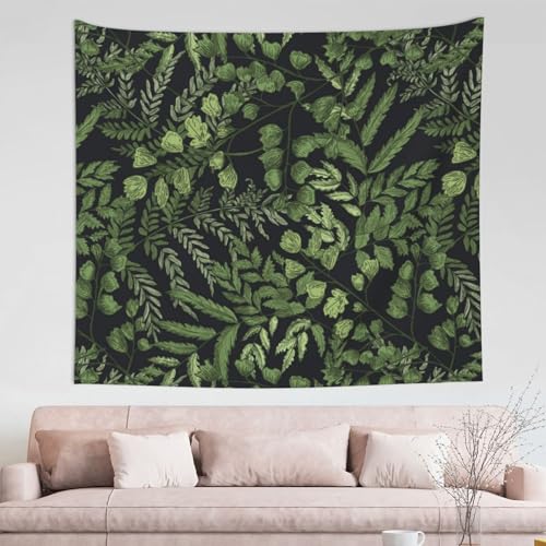 GRatka Wandteppich, natürlicher Farn mit grasgrünem Wandteppich, langlebige Wanddekoration, Wandteppich für Wohnzimmer, Schlafzimmer, 152 x 130 cm von GRatka