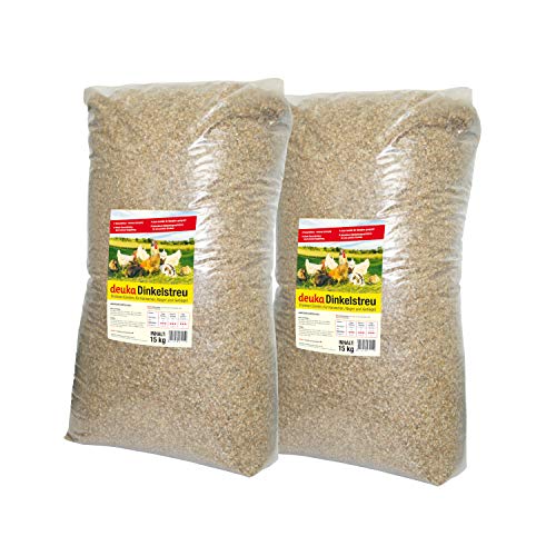 TOP Futtermittel Einstreu aus Dinkel, Einstreu für Kaninchen, Meerschweinchen und Hühner, 2 x 15 kg von GS Futtermittel