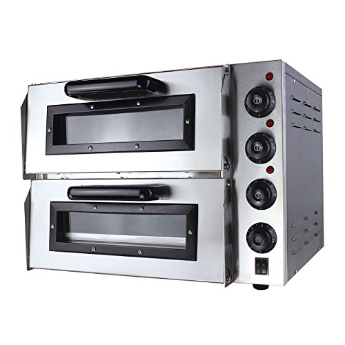 Pizzaofen elektrisch GS Multitrade 3000 Watt Edelstahl mit 2 Kammern Steinbackofen mit Schamottstein von GS Multitrade