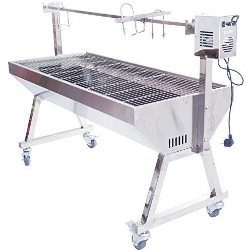 Spanferkelgrill mit Motor - Grillwagen Edelstahl 150 cm höhenverstellbar von GS Multitrade