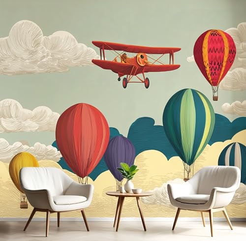 3D Panorama Tapete Aus Seide,250X170Cm Rot Gelb Heißluftballonflugzeug,Großes Wandbild,Cartoon-Illustrationen Wanddekoration Fototapete Für Wohnzimmer Kinderzimmer Schlafzimmer Dekoration Poster 3D Panorama Tapete Aus Seide,250X170Cm Rot Gelb Heißluftballonflugzeug,Großes Wandbild,Cartoon-Illustrationen Wanddekoration Fototapete Für Wohnzimmer Kinderzimmer Schlafzimmer Dekoration Poster von GSAEIMCT
