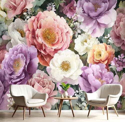 3D Wandbild Hellrosa Rosenpfingstrose Tapete Wohnzimmer Hochzeitszimmer Hintergrund Wandtuch Aquarellpflanzen Tapeten Wohnkultur Fototapete Schlafzimmer Kinderzimmer,450X300Cm 3D Wandbild Hellrosa Rosenpfingstrose Tapete Wohnzimmer Hochzeitszimmer Hintergrund Wandtuch Aquarellpflanzen Tapeten Wohnkultur Fototapete Schlafzimmer Kinderzimmer,450X300Cm von GSAEIMCT
