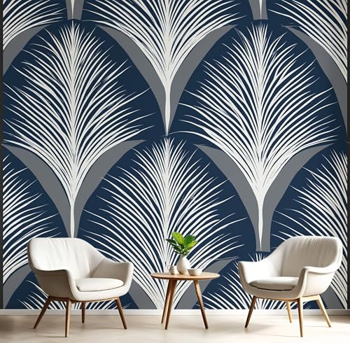 Blau Weiß Symmetrische Palmblätter Fototapete,Wandbild Tropische Pflanzen 3D Effekt Aus Seide Tapeten Wandbilder Für Wohnzimmer Schlafzimmer Kinderzimmer Dekoration Wanddeko,450X300Cm Blau Weiß Symmetrische Palmblätter Fototapete,Wandbild Tropische Pflanzen 3D Effekt Aus Seide Tapeten Wandbilder Für Wohnzimmer Schlafzimmer Kinderzimmer Dekoration Wanddeko,450X300Cm von GSAEIMCT