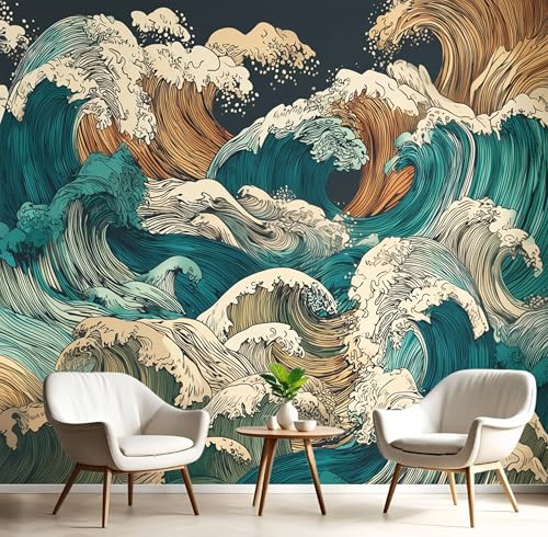 Blaugrün Farbwellen Fototapete,Wandbild Japanische Landschaft 3D Effekt Aus Seide Tapeten Wandbilder Für Wohnzimmer Schlafzimmer Kinderzimmer Dekoration Wanddeko,150X105Cm Blaugrün Farbwellen Fototapete,Wandbild Japanische Landschaft 3D Effekt Aus Seide Tapeten Wandbilder Für Wohnzimmer Schlafzimmer Kinderzimmer Dekoration Wanddeko,150X105Cm von GSAEIMCT