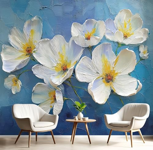 Fototapete 3D Seide Blau Weiß Blumentextur 450X300Cm Ölgemäldepflanzen Wandbild Tapete Panorama Für Wohnzimmer Schlafzimmer Erwachsene,Kinderzimmer,Restaurant Dekoration Fototapete 3D Seide Blau Weiß Blumentextur 450X300Cm Ölgemäldepflanzen Wandbild Tapete Panorama Für Wohnzimmer Schlafzimmer Erwachsene,Kinderzimmer,Restaurant Dekoration von GSAEIMCT