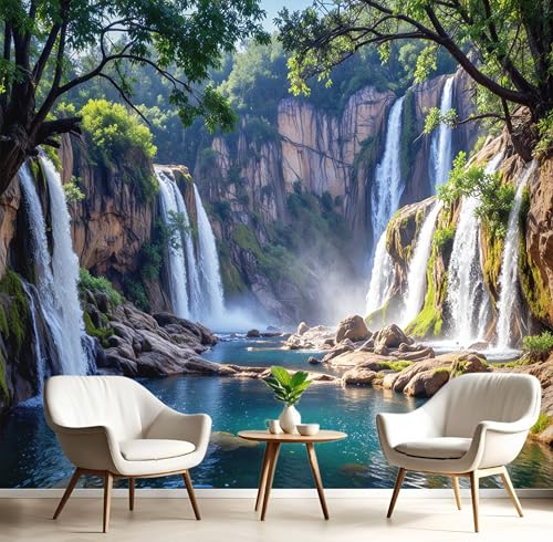 Fototapete 3D Seide Blaugrün Waldwasserfall 450X300Cm Natürliche Landschaft Wandbild Tapete Panorama Für Wohnzimmer Schlafzimmer Erwachsene,Kinderzimmer,Restaurant Dekoration Fototapete 3D Seide Blaugrün Waldwasserfall 450X300Cm Natürliche Landschaft Wandbild Tapete Panorama Für Wohnzimmer Schlafzimmer Erwachsene,Kinderzimmer,Restaurant Dekoration von GSAEIMCT