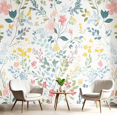 Fototapete 3D Seide Rot Grün Wildblumen Und Blätter 150X105Cm Aquarellpflanzen Wandbild Tapete Panorama Für Wohnzimmer Schlafzimmer Erwachsene,Kinderzimmer,Restaurant Dekoration Fototapete 3D Seide Rot Grün Wildblumen Und Blätter 150X105Cm Aquarellpflanzen Wandbild Tapete Panorama Für Wohnzimmer Schlafzimmer Erwachsene,Kinderzimmer,Restaurant Dekoration von GSAEIMCT