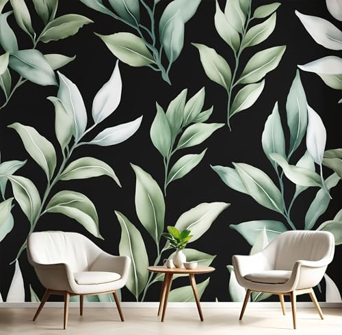 Fototapete 3D Seide Schwarz Grün Frische Grüne Blätter 450X300Cm Aquarellpflanzen Wandbild Tapete Panorama Für Wohnzimmer Schlafzimmer Erwachsene,Kinderzimmer,Restaurant Dekoration Fototapete 3D Seide Schwarz Grün Frische Grüne Blätter 450X300Cm Aquarellpflanzen Wandbild Tapete Panorama Für Wohnzimmer Schlafzimmer Erwachsene,Kinderzimmer,Restaurant Dekoration von GSAEIMCT