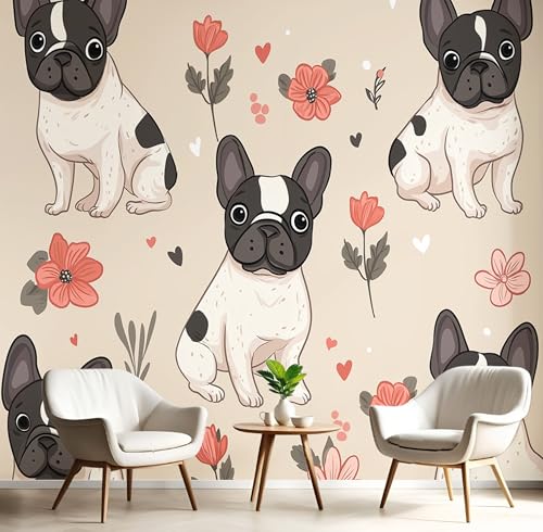 Fototapete Selbstklebende 400X280Cm 3D Wandposter Cremefarben Blumen-Bulldogge Wandkunst Große Fototapete Junge Cartoon-Tiere Für Schlafzimmer Kinderzimmer Dekoration Kunst Fototapete Selbstklebende 400X280Cm 3D Wandposter Cremefarben Blumen-Bulldogge Wandkunst Große Fototapete Junge Cartoon-Tiere Für Schlafzimmer Kinderzimmer Dekoration Kunst von GSAEIMCT