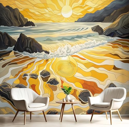 Fototapete Wandbild Sonnenuntergangsstrand 300X210Cm Tapeten Xxl Abstrakte Landschaft Motivtapeten Wandtapete Dekoration Tapete 3D Effekt Für Wohnzimmer Schlafzimmer,Orange-Gelb Fototapete Wandbild Sonnenuntergangsstrand 300X210Cm Tapeten Xxl Abstrakte Landschaft Motivtapeten Wandtapete Dekoration Tapete 3D Effekt Für Wohnzimmer Schlafzimmer,Orange-Gelb von GSAEIMCT