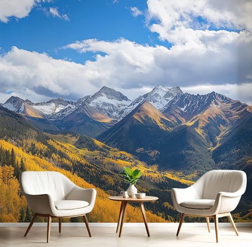 Fototapeten Poster 3D Blaugold Pappelgipfel Xl Wanddeko Wandbild Wandtapete Wunderschöne Landschaft Panorama Wohnzimmer Schlafzimmer Büro Arbeitszimmer Hintergrund Tapete,250X170Cm von GSAEIMCT