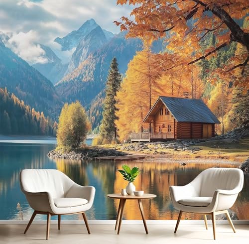 Fototapeten Poster 3D Goldgelb Peak Chalet Xl Wanddeko Wandbild Wandtapete Natürliche Landschaft Panorama Wohnzimmer Schlafzimmer Büro Arbeitszimmer Hintergrund Tapete,300X210Cm Fototapeten Poster 3D Goldgelb Peak Chalet Xl Wanddeko Wandbild Wandtapete Natürliche Landschaft Panorama Wohnzimmer Schlafzimmer Büro Arbeitszimmer Hintergrund Tapete,300X210Cm von GSAEIMCT