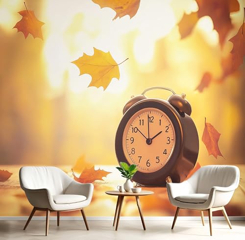 Fototapeten Poster 3D Goldgelb Sonnenschein Herbstblätter Xl Wanddeko Wandbild Wandtapete Natürliche Landschaft Panorama Wohnzimmer Schlafzimmer Büro Arbeitszimmer Hintergrund Tapete,300X210Cm von GSAEIMCT