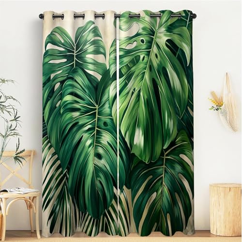 GSAEIMCT Vorhang Blickdicht ösen 2er Set Grün Monstera-Blätter-Tropische Pflanzen Gardine Lichtundurchlässig Fenstervorhang Wohnzimmer Schlafzimmer Größe:2X 200x140 cm GSAEIMCT Vorhang Blickdicht ösen 2er Set Grün Monstera-Blätter-Tropische Pflanzen Gardine Lichtundurchlässig Fenstervorhang Wohnzimmer Schlafzimmer Größe:2X 200x140 cm von GSAEIMCT