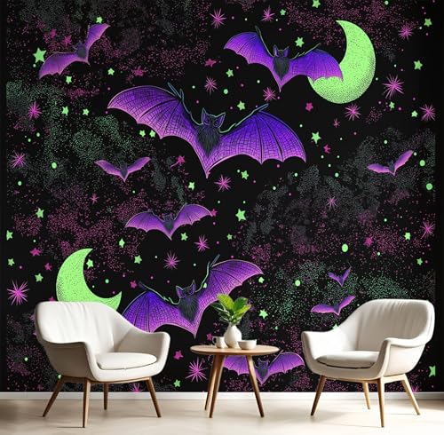 GSAEIMCT Wandbild 3D Lila-Grün Stern-Mond-Fledermaus Große Wandbilder Wände,Cartoon-Tiere Für Wohnzimmer Schlafzimmer Wandkunst Büro Flur Dekoration Tapete Wandmalereien Dekoration,450X300Cm GSAEIMCT Wandbild 3D Lila-Grün Stern-Mond-Fledermaus Große Wandbilder Wände,Cartoon-Tiere Für Wohnzimmer Schlafzimmer Wandkunst Büro Flur Dekoration Tapete Wandmalereien Dekoration,450X300Cm von GSAEIMCT