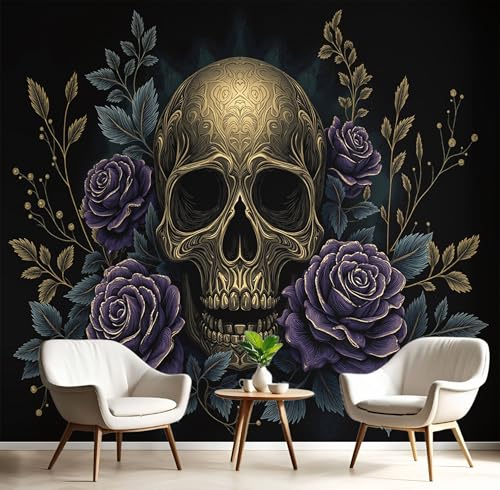 GSAEIMCT Wandbild 3D Lila-Grün Totenkopfrose Große Wandbilder Wände,Gotische Pflanzen Für Wohnzimmer Schlafzimmer Wandkunst Büro Flur Dekoration Tapete Wandmalereien Dekoration,200X140Cm GSAEIMCT Wandbild 3D Lila-Grün Totenkopfrose Große Wandbilder Wände,Gotische Pflanzen Für Wohnzimmer Schlafzimmer Wandkunst Büro Flur Dekoration Tapete Wandmalereien Dekoration,200X140Cm von GSAEIMCT