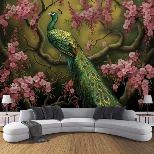 GSAEIMCT Wandbild 3D Rosa Grün Kirschblütenpfau Große Wandbilder Wände,Barocke Tiere Für Wohnzimmer Schlafzimmer Wandkunst Büro Flur Dekoration Tapete Wandmalereien Dekoration,400X280Cm GSAEIMCT Wandbild 3D Rosa Grün Kirschblütenpfau Große Wandbilder Wände,Barocke Tiere Für Wohnzimmer Schlafzimmer Wandkunst Büro Flur Dekoration Tapete Wandmalereien Dekoration,400X280Cm von GSAEIMCT