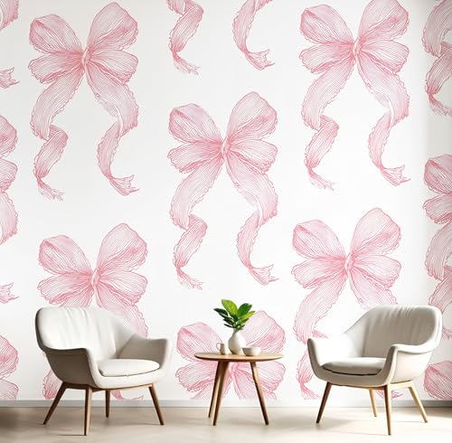 Hellrosa Linie Schmetterling Fototapete,Wandbild Retro-Kunst 3D Effekt Aus Seide Tapeten Wandbilder Für Wohnzimmer Schlafzimmer Kinderzimmer Dekoration Wanddeko,200X140Cm von GSAEIMCT