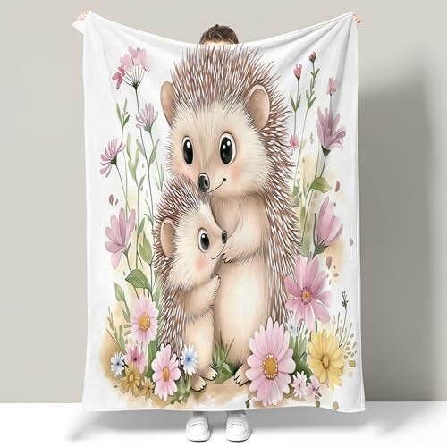 Kuscheldecke Flauschig Decke Fleecedecke - Igel Und Mutter - Kuscheldecke Flauschige für Gemütlichkei, 130x150cm Igel Und Mutter Decke, Weich & Warm, Pflegeleichte Flauschige Decke von GSAEIMCT