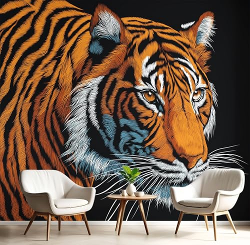 Orange Schwarz Gestreifter Tiger Fototapete,Wandbild Elegante Tiere 3D Effekt Aus Seide Tapeten Wandbilder Für Wohnzimmer Schlafzimmer Kinderzimmer Dekoration Wanddeko,450X300Cm Orange Schwarz Gestreifter Tiger Fototapete,Wandbild Elegante Tiere 3D Effekt Aus Seide Tapeten Wandbilder Für Wohnzimmer Schlafzimmer Kinderzimmer Dekoration Wanddeko,450X300Cm von GSAEIMCT