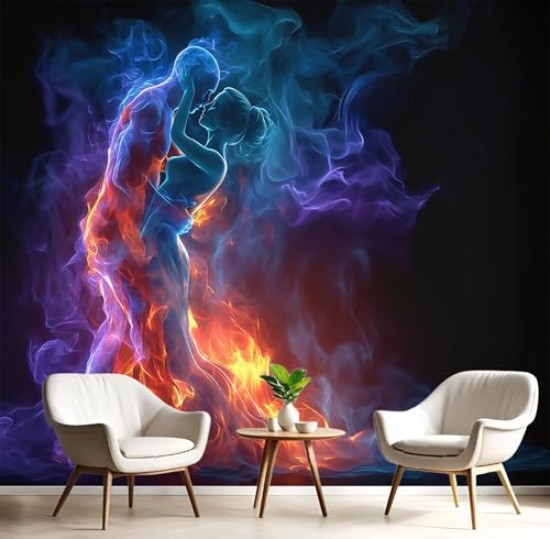 Rot Blau Rauch Und Flammen Fototapete 3D Effekt Seidentapete 250X170Cm Wanddeko Für Schlafzimmer Wohnzimmer Küchen Fantasy-Paarfiguren Tapeten Atmungsaktiv Wandposter Wandkunst Rot Blau Rauch Und Flammen Fototapete 3D Effekt Seidentapete 250X170Cm Wanddeko Für Schlafzimmer Wohnzimmer Küchen Fantasy-Paarfiguren Tapeten Atmungsaktiv Wandposter Wandkunst von GSAEIMCT