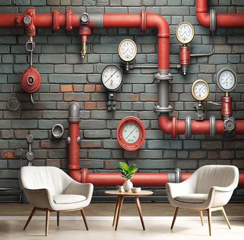 Rot Grau Industrielle Rohrleitungen Fototapete,3D Wandbild,Steampunk Großes Tapete Poster Wand Dekorieren,Für Die Dekoration Schlafzimmer Wohnzimmer Wandtapete,250X170Cm Rot Grau Industrielle Rohrleitungen Fototapete,3D Wandbild,Steampunk Großes Tapete Poster Wand Dekorieren,Für Die Dekoration Schlafzimmer Wohnzimmer Wandtapete,250X170Cm von GSAEIMCT