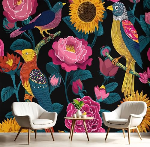 Rot Grün Blumen Und Vögel Fototapete 3D Effekt Seidentapete 300X210Cm Wanddeko Für Schlafzimmer Wohnzimmer Küchen Bunte Landschaft Tapeten Atmungsaktiv Wandposter Wandkunst Rot Grün Blumen Und Vögel Fototapete 3D Effekt Seidentapete 300X210Cm Wanddeko Für Schlafzimmer Wohnzimmer Küchen Bunte Landschaft Tapeten Atmungsaktiv Wandposter Wandkunst von GSAEIMCT