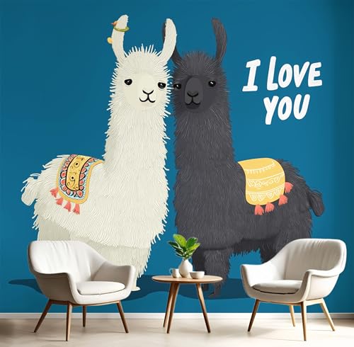 Schwarz Weiß Paar Alpakas Fototapete,Wandbild Cartoon-Tiere 3D Effekt Aus Seide Tapeten Wandbilder Für Wohnzimmer Schlafzimmer Kinderzimmer Dekoration Wanddeko,450X300Cm Schwarz Weiß Paar Alpakas Fototapete,Wandbild Cartoon-Tiere 3D Effekt Aus Seide Tapeten Wandbilder Für Wohnzimmer Schlafzimmer Kinderzimmer Dekoration Wanddeko,450X300Cm von GSAEIMCT