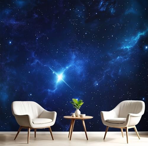 Seide Fototapete Blau Weiß Nebel Am Nachthimmel 150X105Cm Foto Tapete Schlafzimmer Wohnzimmer Xxl Wandtapete Kosmische Landschaft Tapeten 3D Effekt Wand Kinderzimmer Restaurant Dekoration von GSAEIMCT