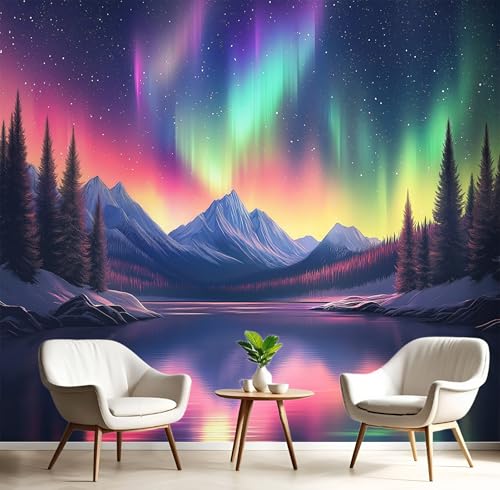 Seide Fototapete Farbe Aurora-Gebirge 450X300Cm Foto Tapete Schlafzimmer Wohnzimmer Xxl Wandtapete Fantasielandschaft Tapeten 3D Effekt Wand Kinderzimmer Restaurant Dekoration Seide Fototapete Farbe Aurora-Gebirge 450X300Cm Foto Tapete Schlafzimmer Wohnzimmer Xxl Wandtapete Fantasielandschaft Tapeten 3D Effekt Wand Kinderzimmer Restaurant Dekoration von GSAEIMCT