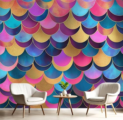 Seide Fototapete Farbe Fächerförmige Schuppen 350X260Cm Foto Tapete Schlafzimmer Wohnzimmer Xxl Wandtapete Aquarellkunst Tapeten 3D Effekt Wand Kinderzimmer Restaurant Dekoration Seide Fototapete Farbe Fächerförmige Schuppen 350X260Cm Foto Tapete Schlafzimmer Wohnzimmer Xxl Wandtapete Aquarellkunst Tapeten 3D Effekt Wand Kinderzimmer Restaurant Dekoration von GSAEIMCT