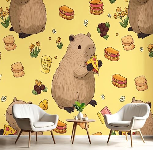 Seide Fototapete Hellgelb Pizza Capybara 400X280Cm Foto Tapete Schlafzimmer Wohnzimmer Xxl Wandtapete Cartoon-Tiere Tapeten 3D Effekt Wand Kinderzimmer Restaurant Dekoration Seide Fototapete Hellgelb Pizza Capybara 400X280Cm Foto Tapete Schlafzimmer Wohnzimmer Xxl Wandtapete Cartoon-Tiere Tapeten 3D Effekt Wand Kinderzimmer Restaurant Dekoration von GSAEIMCT