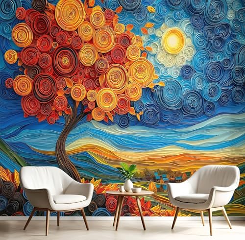 Seide Fototapete Orange-Rot Felder Und Hügel 250X170Cm Foto Tapete Schlafzimmer Wohnzimmer Xxl Wandtapete Ölgemälde Landschaft Tapeten 3D Effekt Wand Kinderzimmer Restaurant Dekoration Seide Fototapete Orange-Rot Felder Und Hügel 250X170Cm Foto Tapete Schlafzimmer Wohnzimmer Xxl Wandtapete Ölgemälde Landschaft Tapeten 3D Effekt Wand Kinderzimmer Restaurant Dekoration von GSAEIMCT