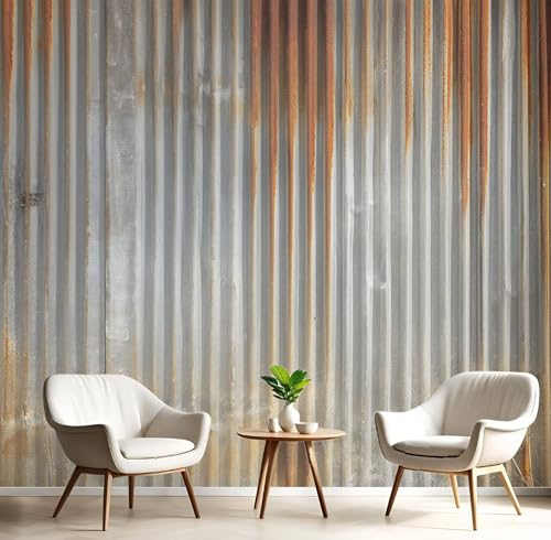 Silbergrau Alte Textur Fototapete,Wandbild Retro-Industriestil 3D Effekt Aus Seide Tapeten Wandbilder Für Wohnzimmer Schlafzimmer Kinderzimmer Dekoration Wanddeko,250X170Cm von GSAEIMCT