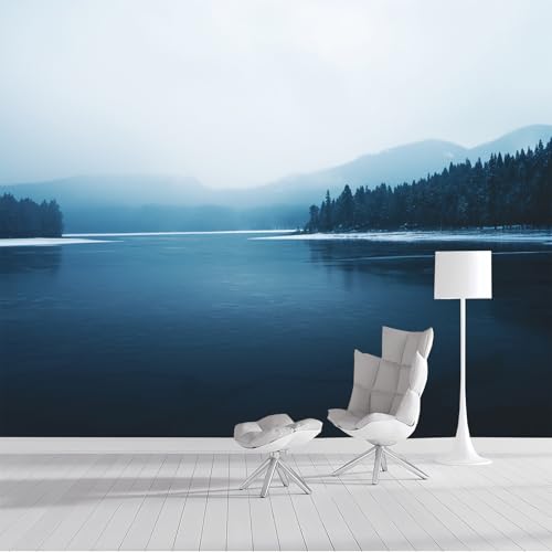 Tapete 3D Fototapete Blau Weiß Nebeliger See 200X140Cm Wandbild Fototapeten,Winterlandschaft Tapeten Wandtapete Schlafzimmer Wohnzimmer Tv Hintergrund Wand Moderne Wanddeko von GSAEIMCT