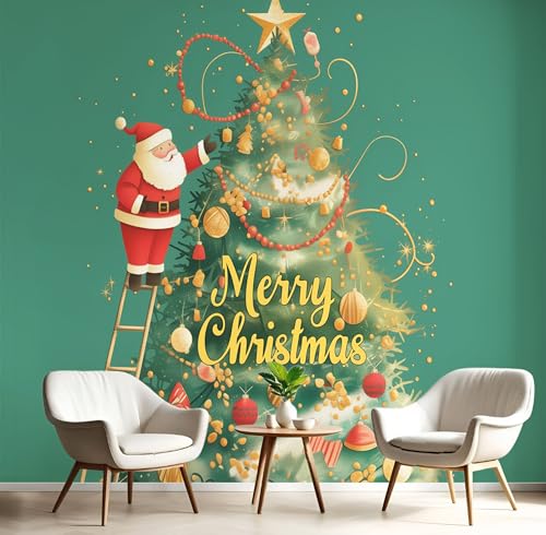 Tapete Effekt 3D Fototapete Rot Grün Text Weihnachtsbaum 150X105Cm Seidetapete Panorama Wandbild,Zeichentrickfiguren Tapeten Wandtapete Schlafzimmer Wohnzimmer Tv Hintergrund Wanddekoration von GSAEIMCT