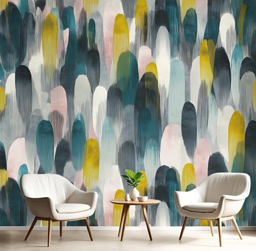 Wandbild 3D Graugrün Kreative Streifen Große Wandbilder Wände,Aquarellkunst Für Wohnzimmer Schlafzimmer Wandkunst Büro Flur Dekoration Tapete Wandmalereien Dekoration,150X105Cm von GSAEIMCT