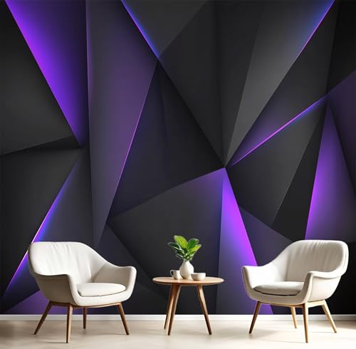 Wandbild 3D Schwarz Lila Blinkendes Dreieck Große Wandbilder Wände,Modische Geometrie Für Wohnzimmer Schlafzimmer Wandkunst Büro Flur Dekoration Tapete Wandmalereien Dekoration,200X140Cm Wandbild 3D Schwarz Lila Blinkendes Dreieck Große Wandbilder Wände,Modische Geometrie Für Wohnzimmer Schlafzimmer Wandkunst Büro Flur Dekoration Tapete Wandmalereien Dekoration,200X140Cm von GSAEIMCT