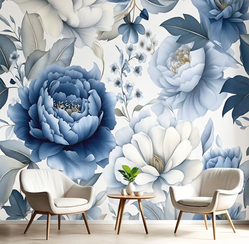 Wandbilder Fototapete Blau Weiß Pfingstrosenblätter,3D Effekt Tapete Illustration Pflanzen,Seidenwandbilder Für Wohnzimmer Schlafzimmer Kinderzimmer Esszimmer Tv Hintergrund Wanddekoration,400X280Cm Wandbilder Fototapete Blau Weiß Pfingstrosenblätter,3D Effekt Tapete Illustration Pflanzen,Seidenwandbilder Für Wohnzimmer Schlafzimmer Kinderzimmer Esszimmer Tv Hintergrund Wanddekoration,400X280Cm von GSAEIMCT