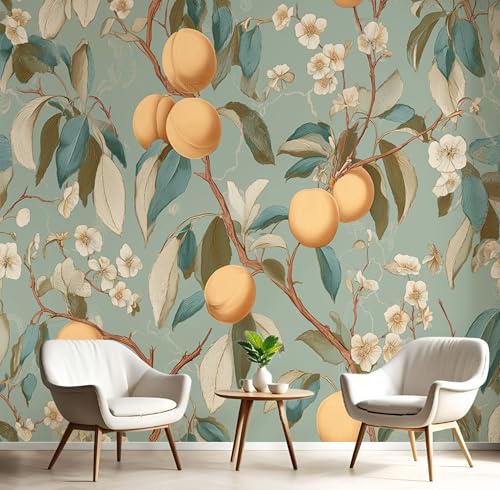 Wandbilder Fototapete Blaugrün Pfirsich-Aprikosen-Grüne Blätter,3D Effekt Tapete Früchte Vom Land,Seidenwandbilder Für Wohnzimmer Schlafzimmer Kinderzimmer Tv Hintergrund Wanddekoration,250X170Cm Wandbilder Fototapete Blaugrün Pfirsich-Aprikosen-Grüne Blätter,3D Effekt Tapete Früchte Vom Land,Seidenwandbilder Für Wohnzimmer Schlafzimmer Kinderzimmer Tv Hintergrund Wanddekoration,250X170Cm von GSAEIMCT