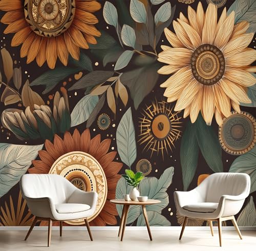 Wandbilder Fototapete Dunkelbraun Stammesblumen,3D Effekt Tapete Böhmische Pflanzen,Seidenwandbilder Für Wohnzimmer Schlafzimmer Kinderzimmer Esszimmer Tv Hintergrund Wanddekoration,450X300Cm Wandbilder Fototapete Dunkelbraun Stammesblumen,3D Effekt Tapete Böhmische Pflanzen,Seidenwandbilder Für Wohnzimmer Schlafzimmer Kinderzimmer Esszimmer Tv Hintergrund Wanddekoration,450X300Cm von GSAEIMCT