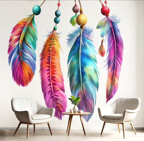 Wandbilder Fototapete Farbe Böhmische Federn,3D Effekt Tapete Aquarellkunst,Seidenwandbilder Für Wohnzimmer Schlafzimmer Kinderzimmer Esszimmer Tv Hintergrund Wanddekoration,150X105Cm Wandbilder Fototapete Farbe Böhmische Federn,3D Effekt Tapete Aquarellkunst,Seidenwandbilder Für Wohnzimmer Schlafzimmer Kinderzimmer Esszimmer Tv Hintergrund Wanddekoration,150X105Cm von GSAEIMCT
