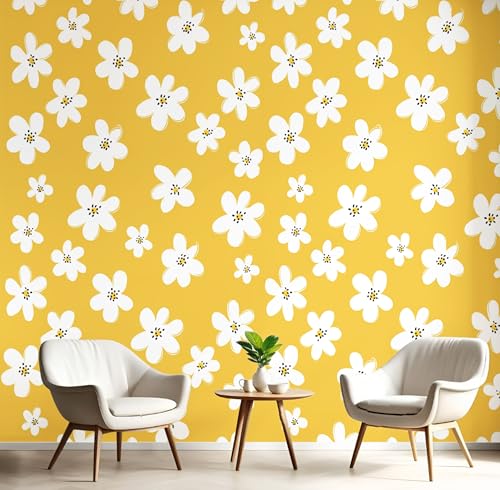 Wandbilder Fototapete Gelblich Weiß Einfache Blumen,3D Effekt Tapete Abbildung Von Pflanzen,Seidenwandbilder Für Wohnzimmer Schlafzimmer Kinderzimmer Esszimmer Tv Hintergrund Wanddekoration,400X280Cm Wandbilder Fototapete Gelblich Weiß Einfache Blumen,3D Effekt Tapete Abbildung Von Pflanzen,Seidenwandbilder Für Wohnzimmer Schlafzimmer Kinderzimmer Esszimmer Tv Hintergrund Wanddekoration,400X280Cm von GSAEIMCT