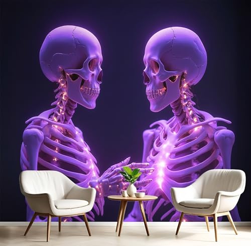 Wandbilder Fototapete Lila Paar Skelette,3D Effekt Tapete Ästhetische Figuren,Seidenwandbilder Für Wohnzimmer Schlafzimmer Kinderzimmer Esszimmer Tv Hintergrund Wanddekoration,450X300Cm Wandbilder Fototapete Lila Paar Skelette,3D Effekt Tapete Ästhetische Figuren,Seidenwandbilder Für Wohnzimmer Schlafzimmer Kinderzimmer Esszimmer Tv Hintergrund Wanddekoration,450X300Cm von GSAEIMCT