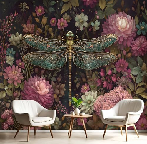 Wandbilder Fototapete Rosa Blumen Libelle,3D Effekt Tapete Illustration Pflanzen,Seidenwandbilder Für Wohnzimmer Schlafzimmer Kinderzimmer Esszimmer Tv Hintergrund Wanddekoration,250X170Cm Wandbilder Fototapete Rosa Blumen Libelle,3D Effekt Tapete Illustration Pflanzen,Seidenwandbilder Für Wohnzimmer Schlafzimmer Kinderzimmer Esszimmer Tv Hintergrund Wanddekoration,250X170Cm von GSAEIMCT