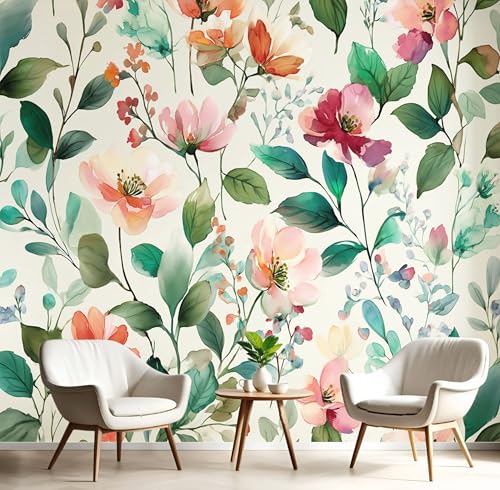 Wandbilder Fototapete Rosa Grün Blüten Und Blätter,3D Effekt Tapete Aquarellpflanzen,Seidenwandbilder Für Wohnzimmer Schlafzimmer Kinderzimmer Esszimmer Tv Hintergrund Wanddekoration,450X300Cm Wandbilder Fototapete Rosa Grün Blüten Und Blätter,3D Effekt Tapete Aquarellpflanzen,Seidenwandbilder Für Wohnzimmer Schlafzimmer Kinderzimmer Esszimmer Tv Hintergrund Wanddekoration,450X300Cm von GSAEIMCT