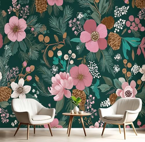 Wandbilder Fototapete Rosa Grün Blumen Und Beeren,3D Effekt Tapete Illustration Pflanzen,Seidenwandbilder Für Wohnzimmer Schlafzimmer Kinderzimmer Esszimmer Tv Hintergrund Wanddekoration,300X210Cm Wandbilder Fototapete Rosa Grün Blumen Und Beeren,3D Effekt Tapete Illustration Pflanzen,Seidenwandbilder Für Wohnzimmer Schlafzimmer Kinderzimmer Esszimmer Tv Hintergrund Wanddekoration,300X210Cm von GSAEIMCT