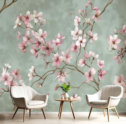 Wandbilder Fototapete Rosa Grün Kirschblüten Auf Zweigen,3D Effekt Tapete Retro-Pflanzen,Seidenwandbilder Für Wohnzimmer Schlafzimmer Kinderzimmer Esszimmer Tv Hintergrund Wanddekoration,250X170Cm Wandbilder Fototapete Rosa Grün Kirschblüten Auf Zweigen,3D Effekt Tapete Retro-Pflanzen,Seidenwandbilder Für Wohnzimmer Schlafzimmer Kinderzimmer Esszimmer Tv Hintergrund Wanddekoration,250X170Cm von GSAEIMCT